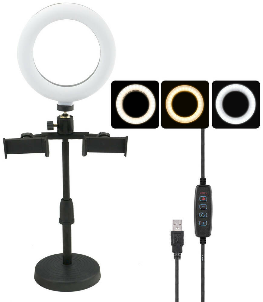 10 inch Selfie RING Light with Table Top Stand & Cell Phone Holder for Live Stream